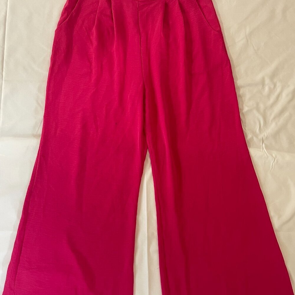 Tullia. Women's pink casual wide-leg pants. Size XL. Made in Vietnam. - Picture 2 of 10